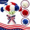 Artificial Flower Patriotic Bouquet Red White and Blue Faux Ball Chrysanthemum Centerpiece